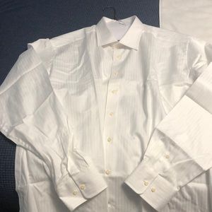 David Donahue white pure cotton dress shirt.  New. Size 19 tall 38/39 sleeve.